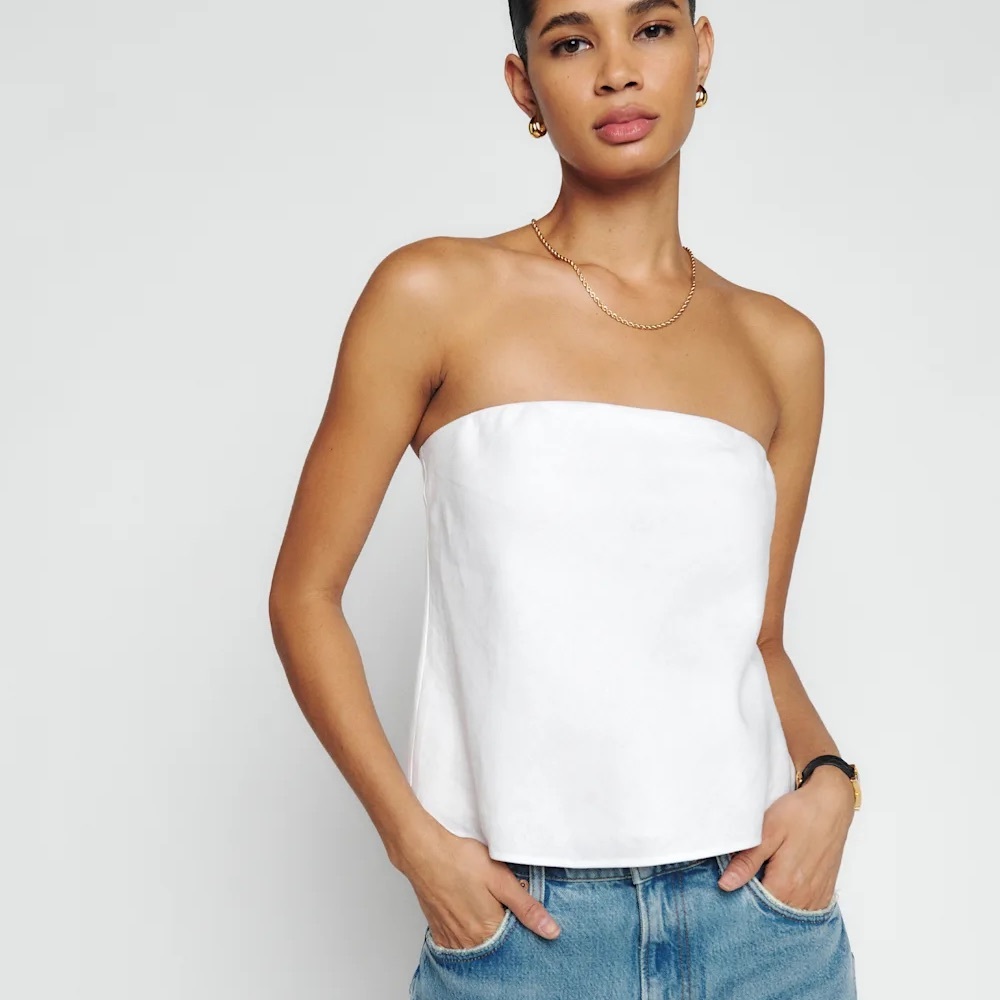 Reformation White Spritz Linen Top
